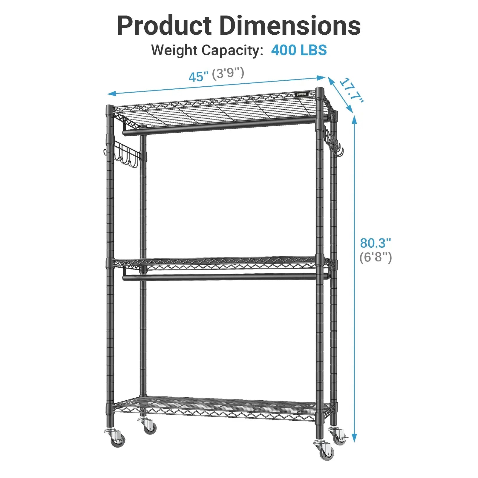 VIPEK R2 Plus Rolling Clothes Rack