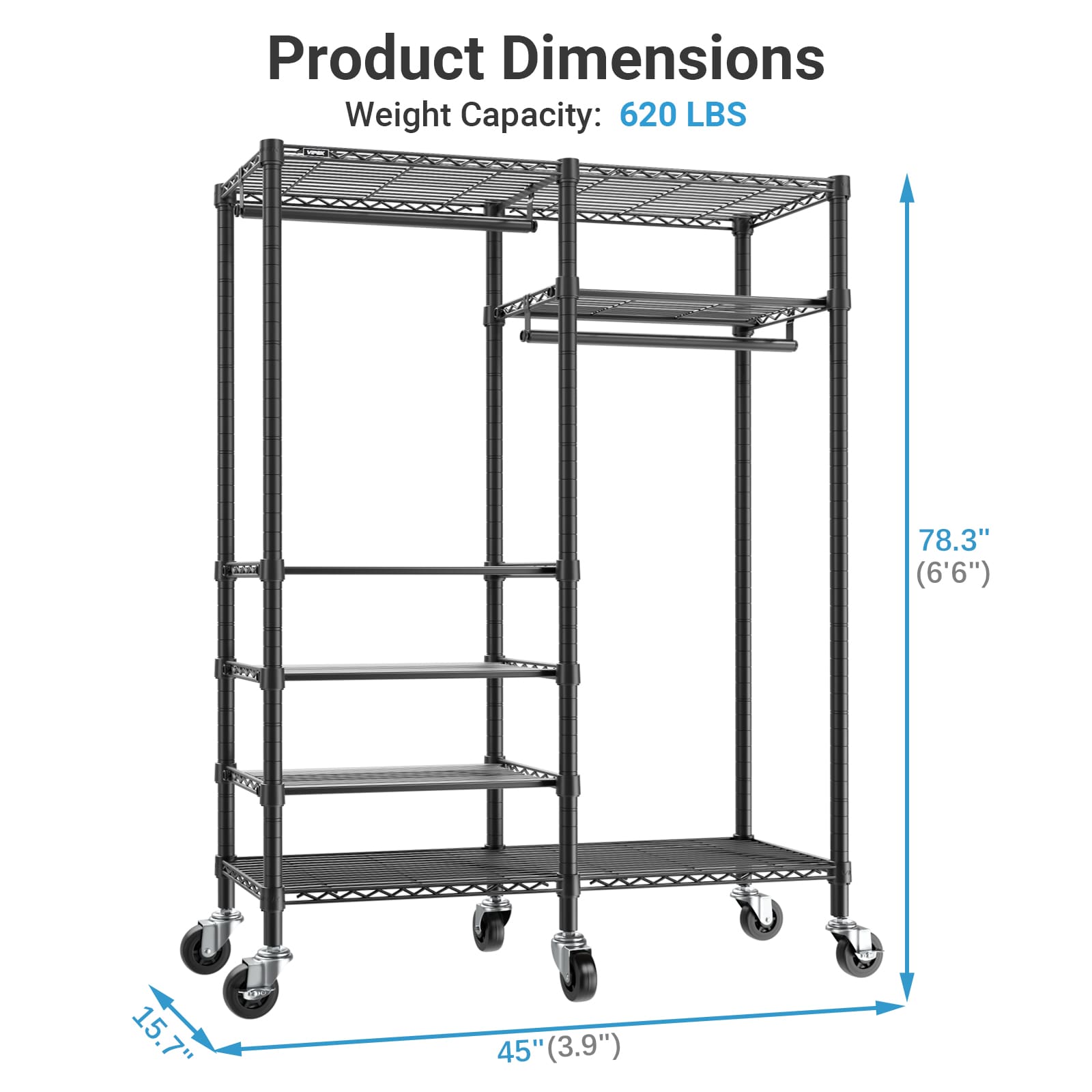 VIPEK R4 Rolling Clothes Rack