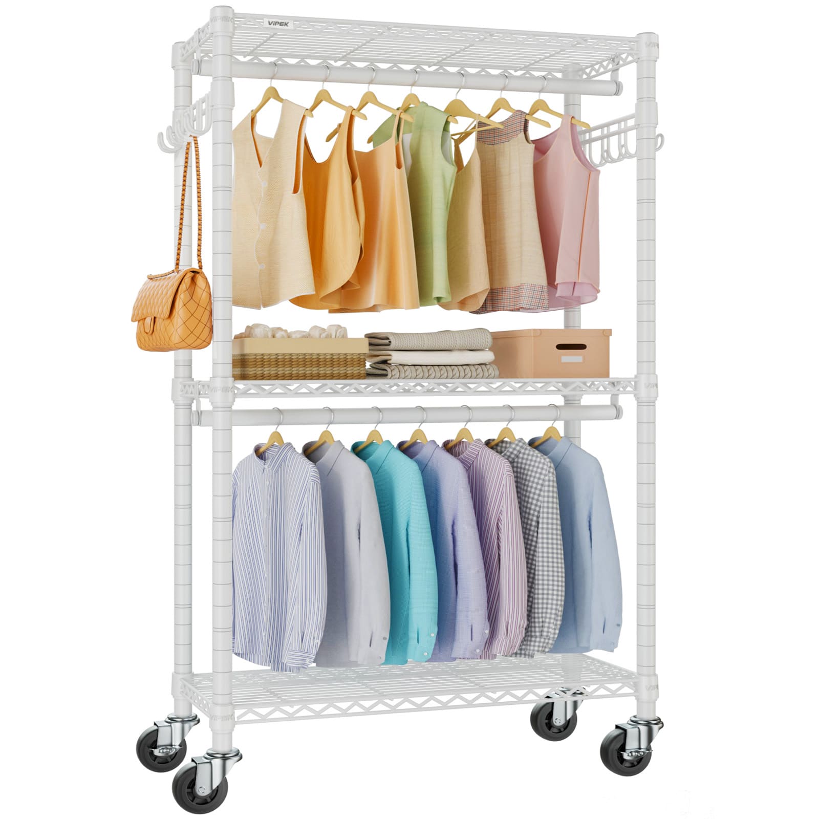 VIPEK R2 Medium Rolling Clothes Rack, White
