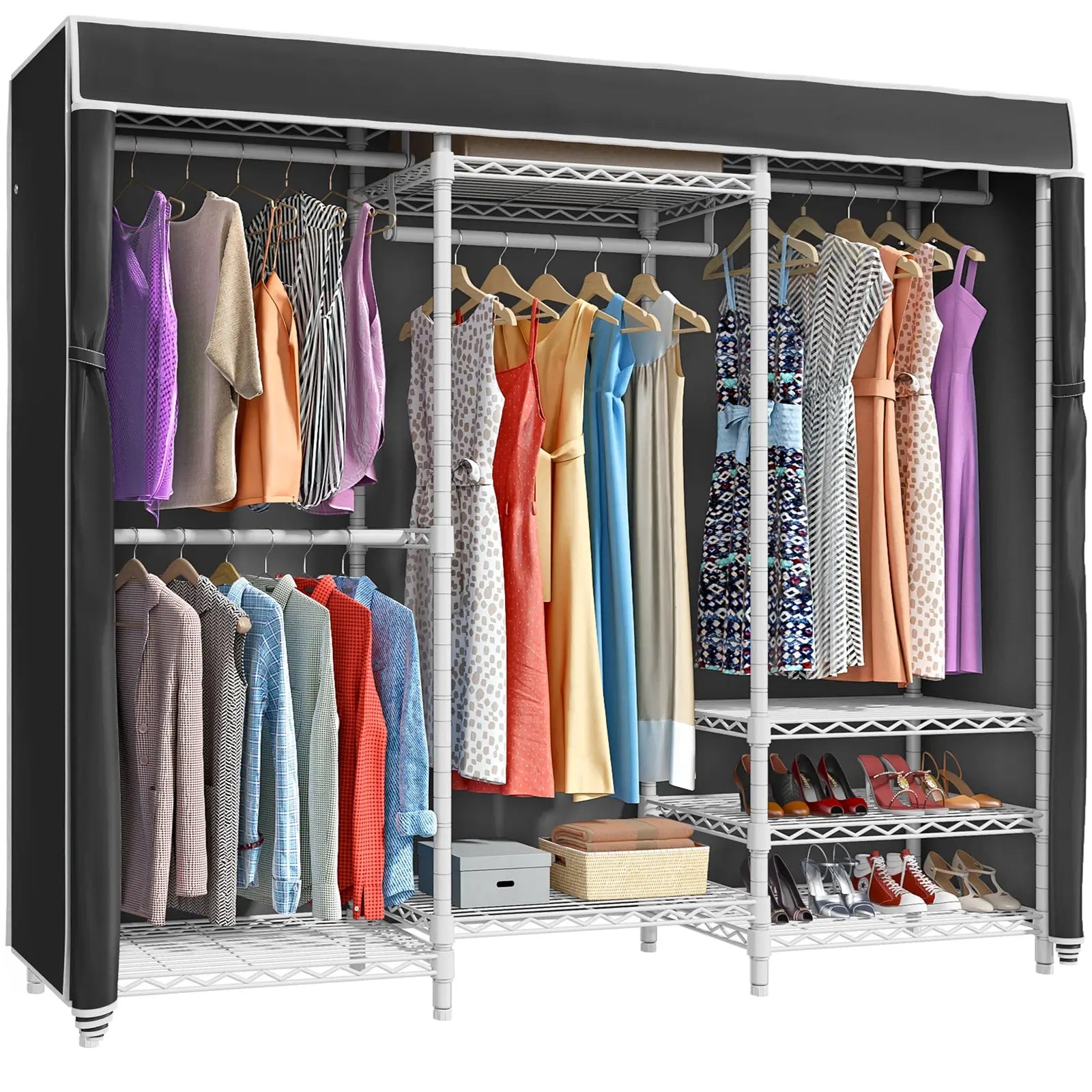 VIPEK V5C Clothes Rack, White Rack with Black Cover