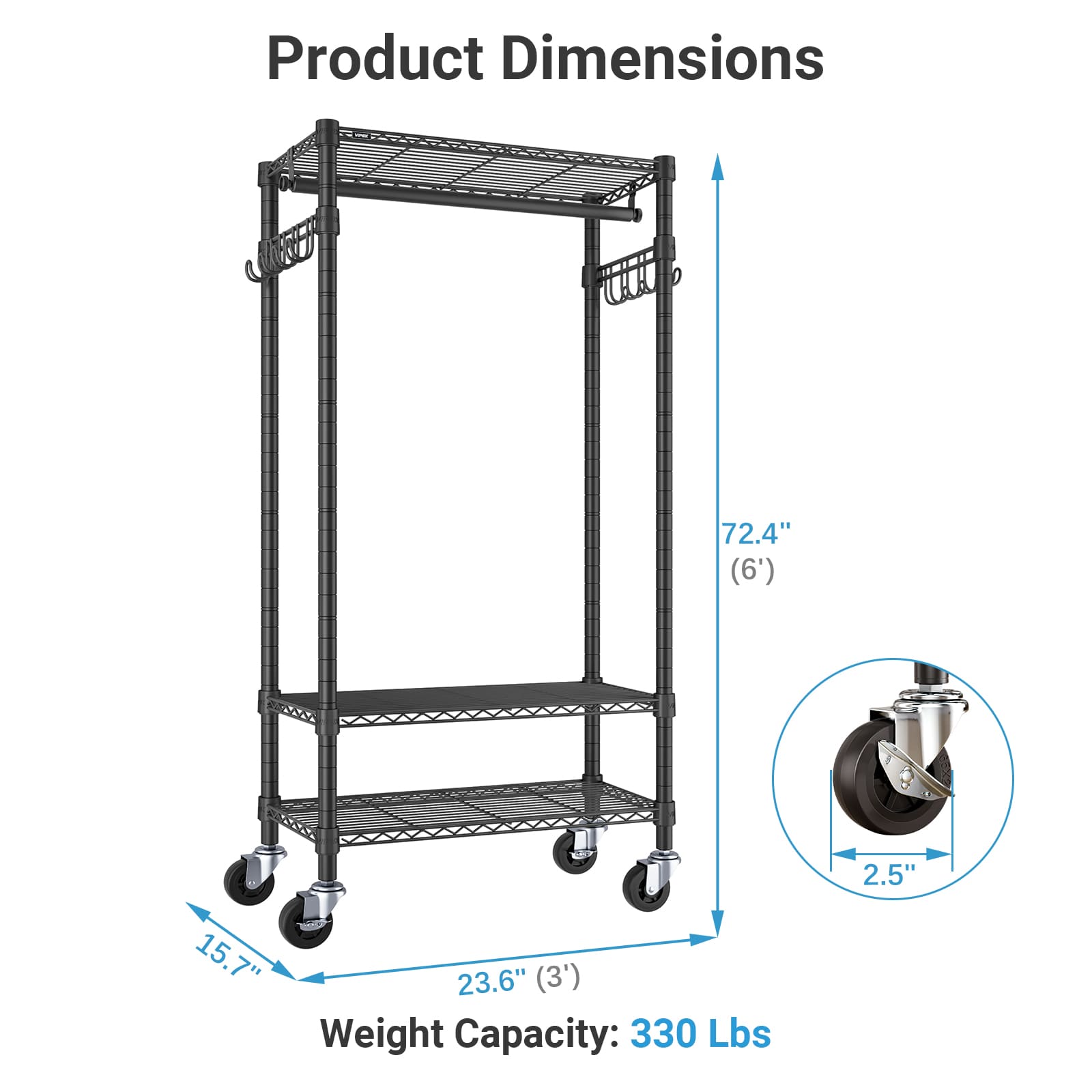 VIPEK R3 Rolling Clothes Rack