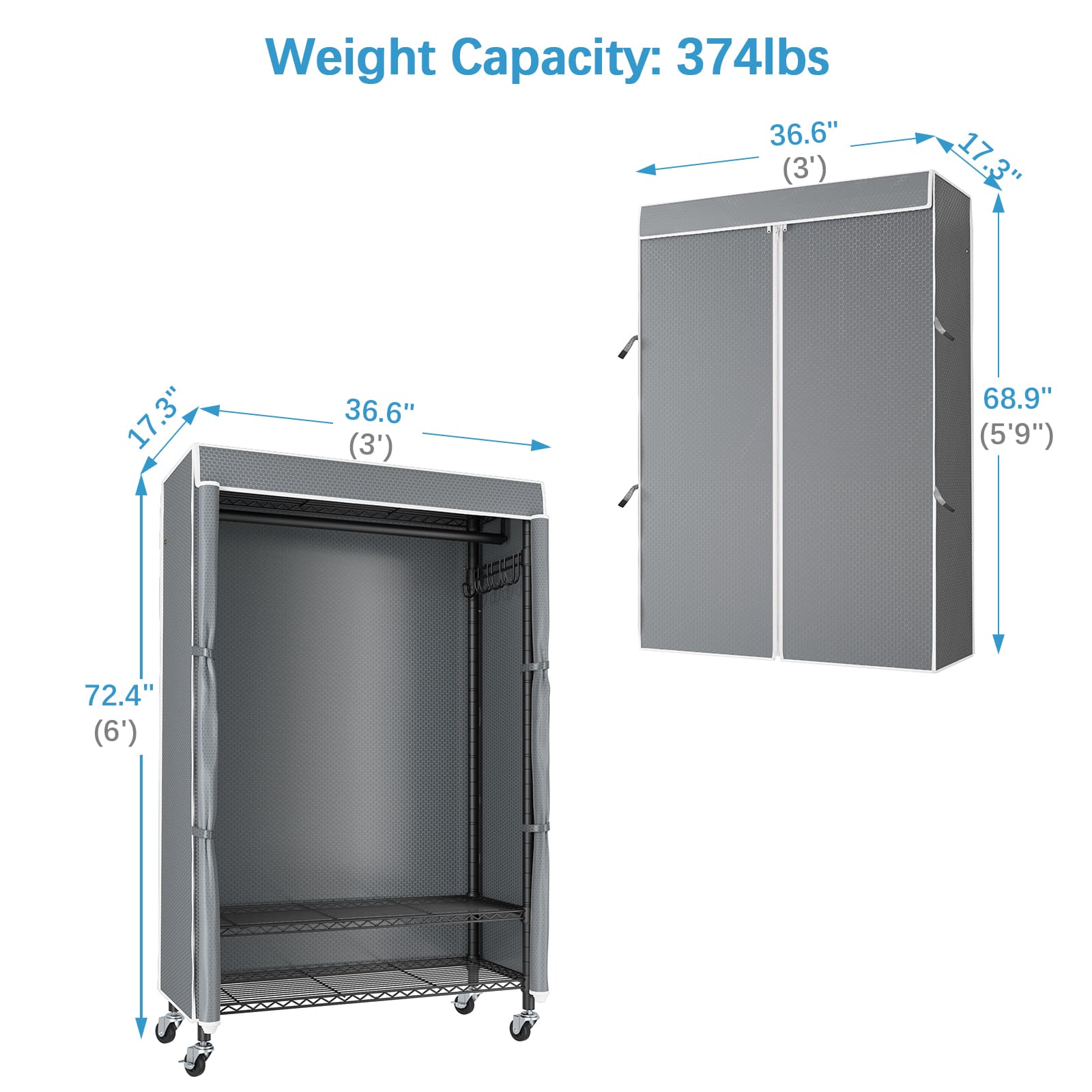 VIPEK R1C Rolling Clothes Rack