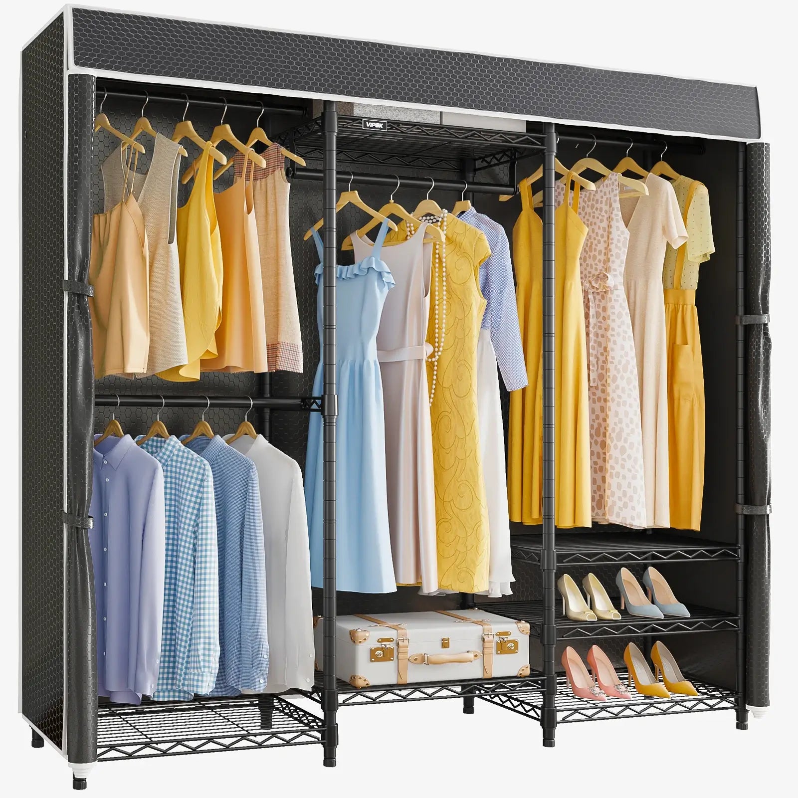 VIPEK V5C Medium Clothes Rack, Black Rack with Black Cover