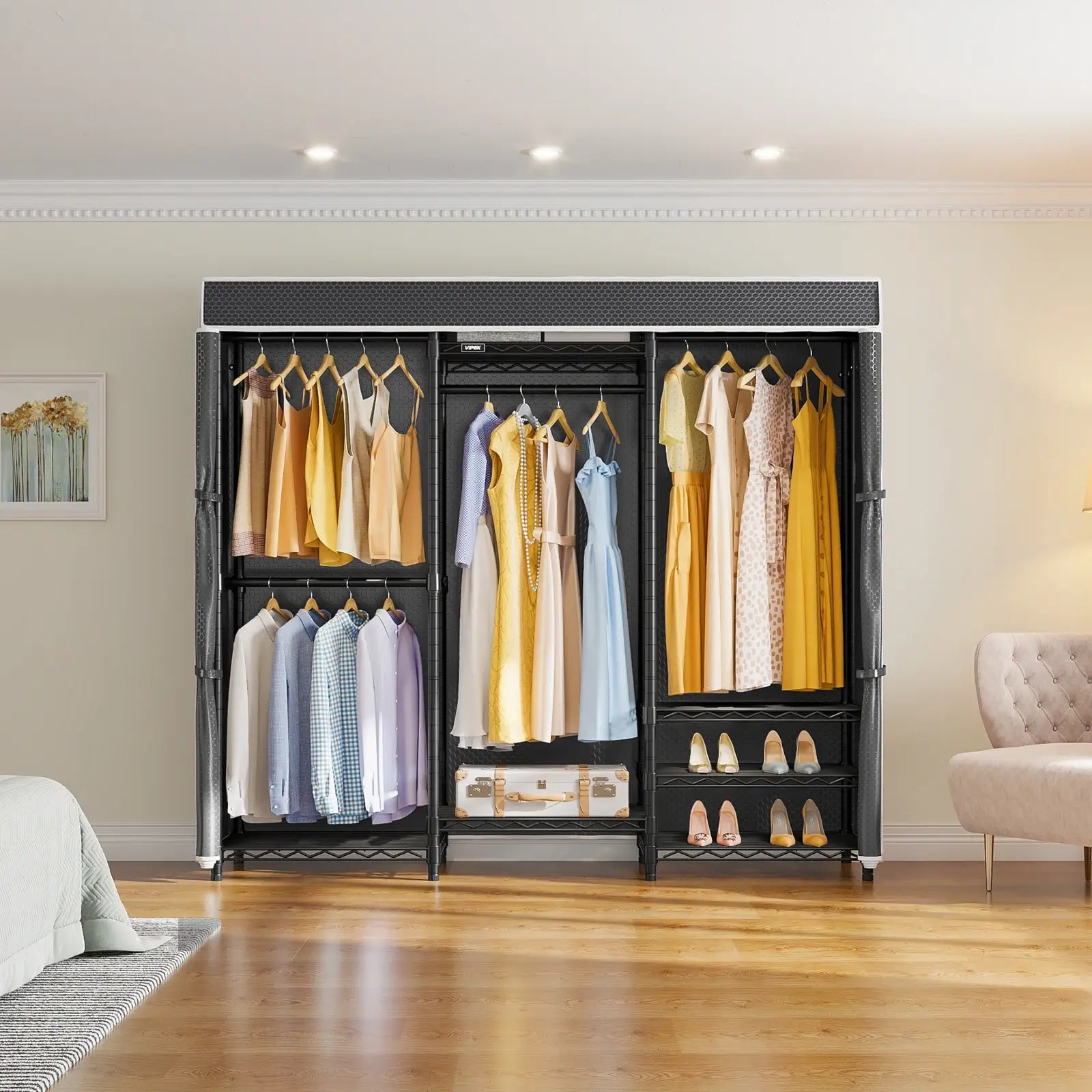 VIPEK V5C Medium Clothes Rack, Black Rack with Black Cover