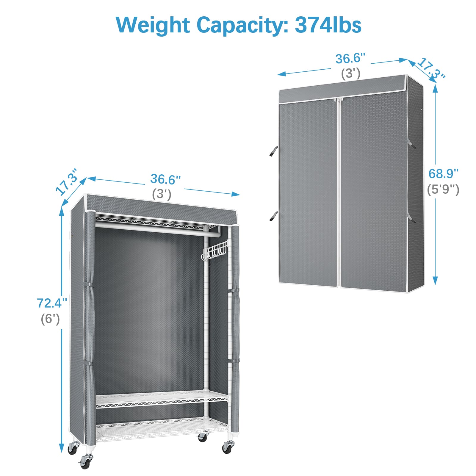 VIPEK R1C Rolling Clothes Rack