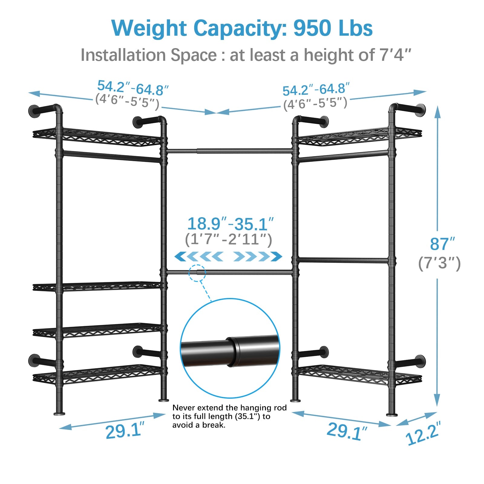 Timate L3 Wall Mounted Expandable Clothes Rack