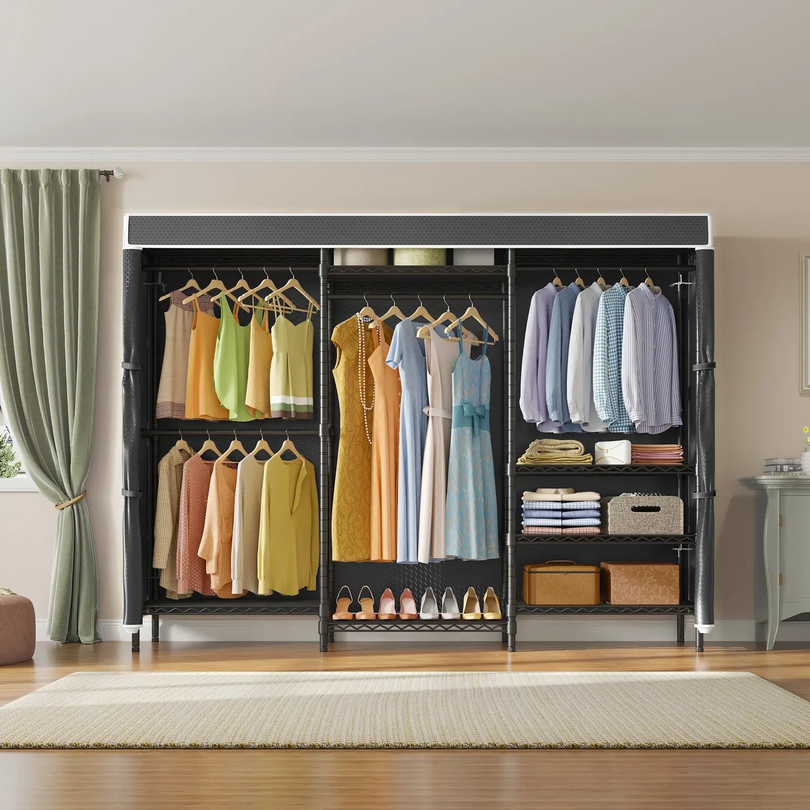 VIPEK V5C Plus Clothes Rack, Black Rack with Black Cover