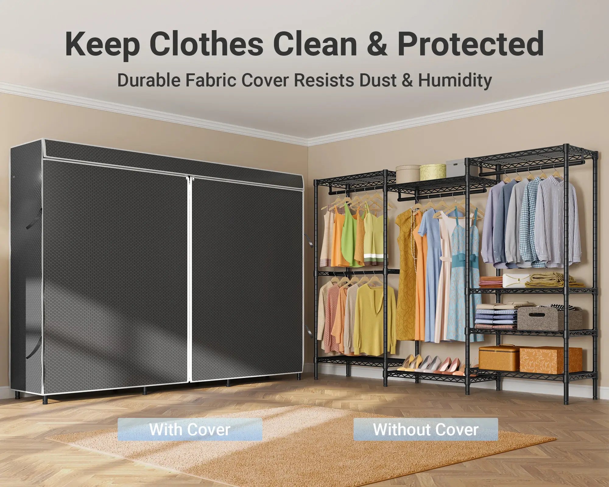 VIPEK V5C Plus Clothes Rack, Black Rack with Black Cover