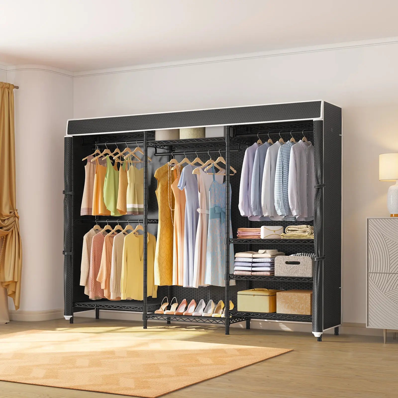 VIPEK V5C Plus Clothes Rack, Black Rack with Black Cover