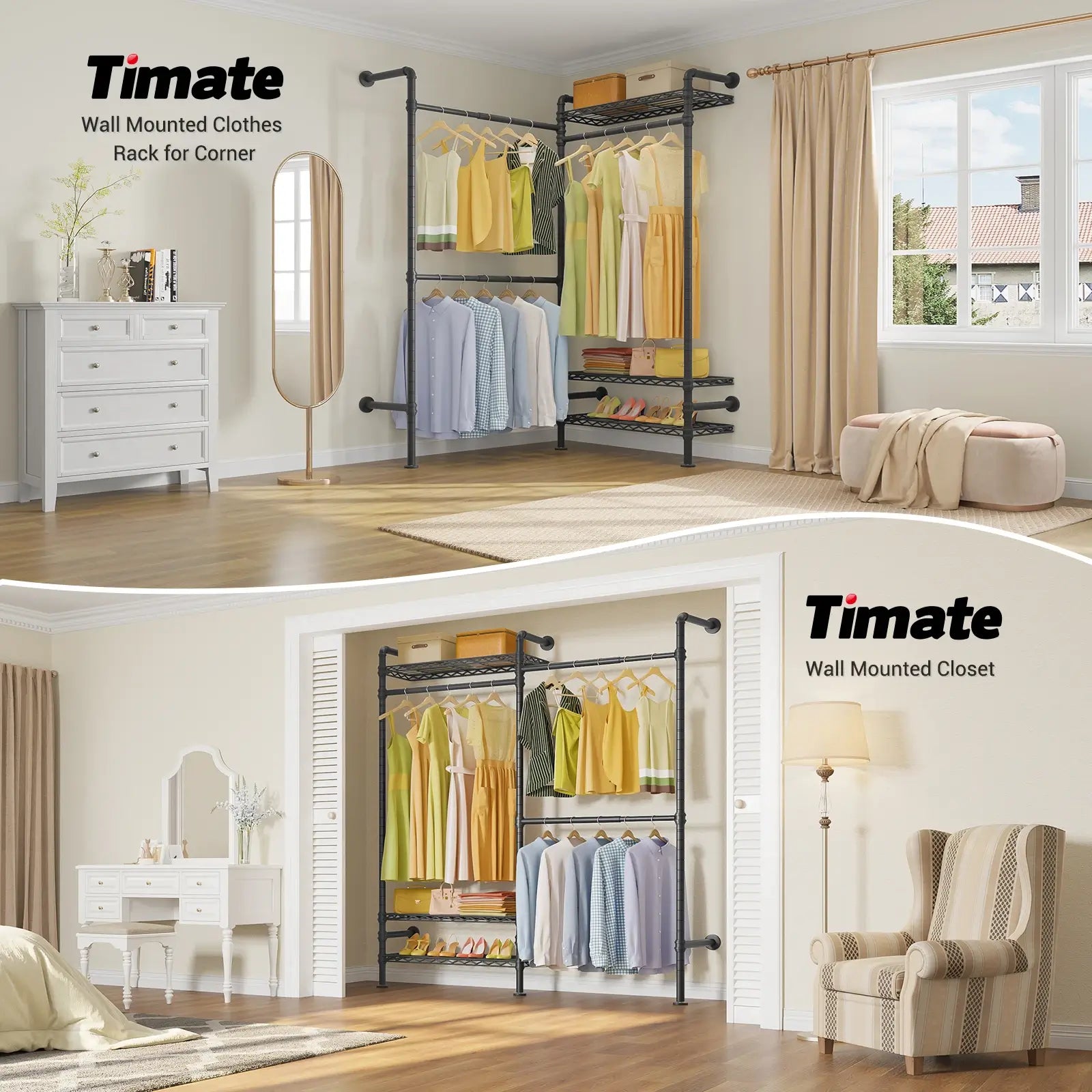Timate F2 Wall Mounted Expandable Clothes Rack