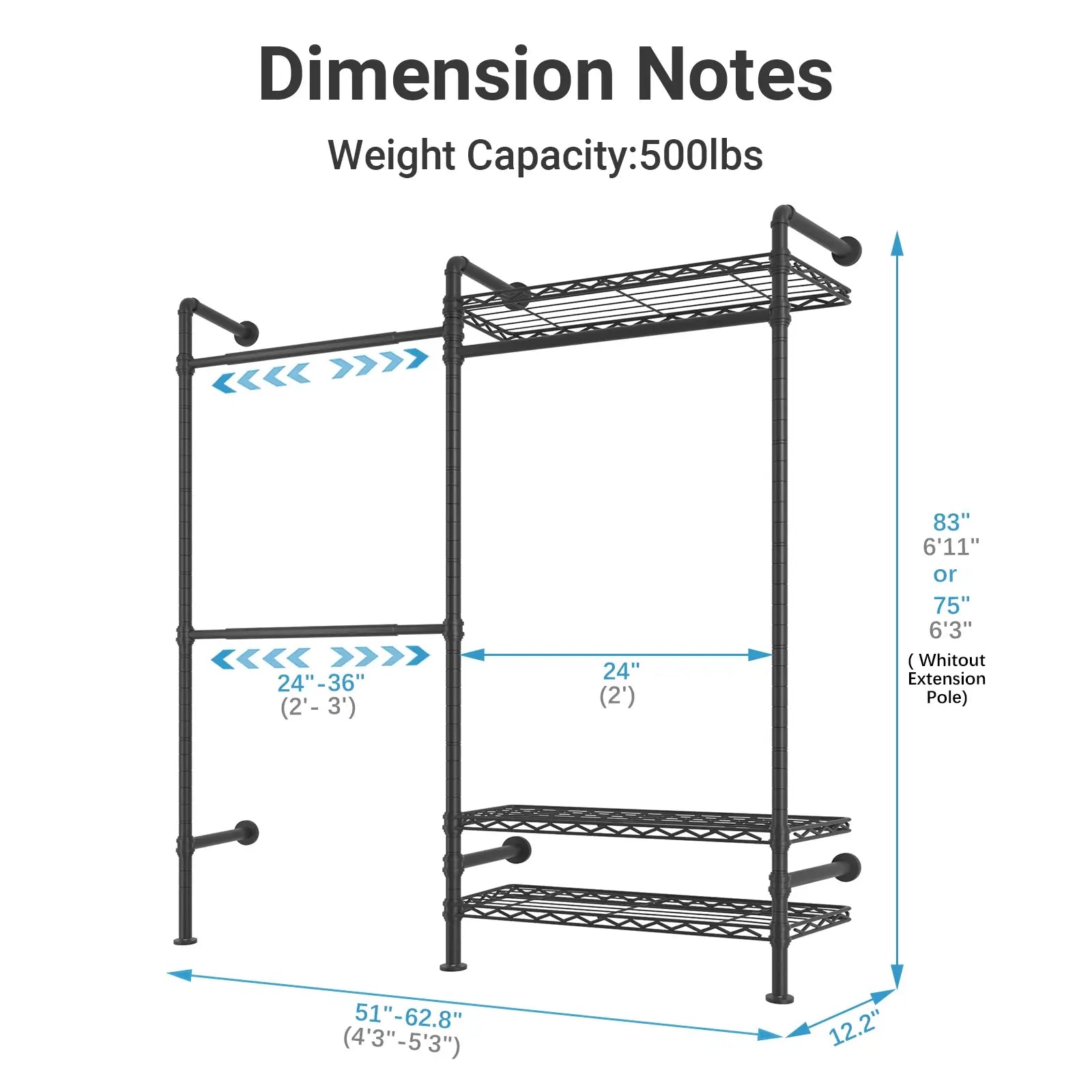 Timate F2 Wall Mounted Expandable Clothes Rack
