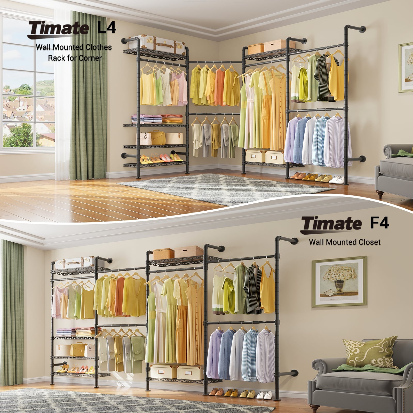 Timate L4 Wall Mounted Expandable Clothes Rack