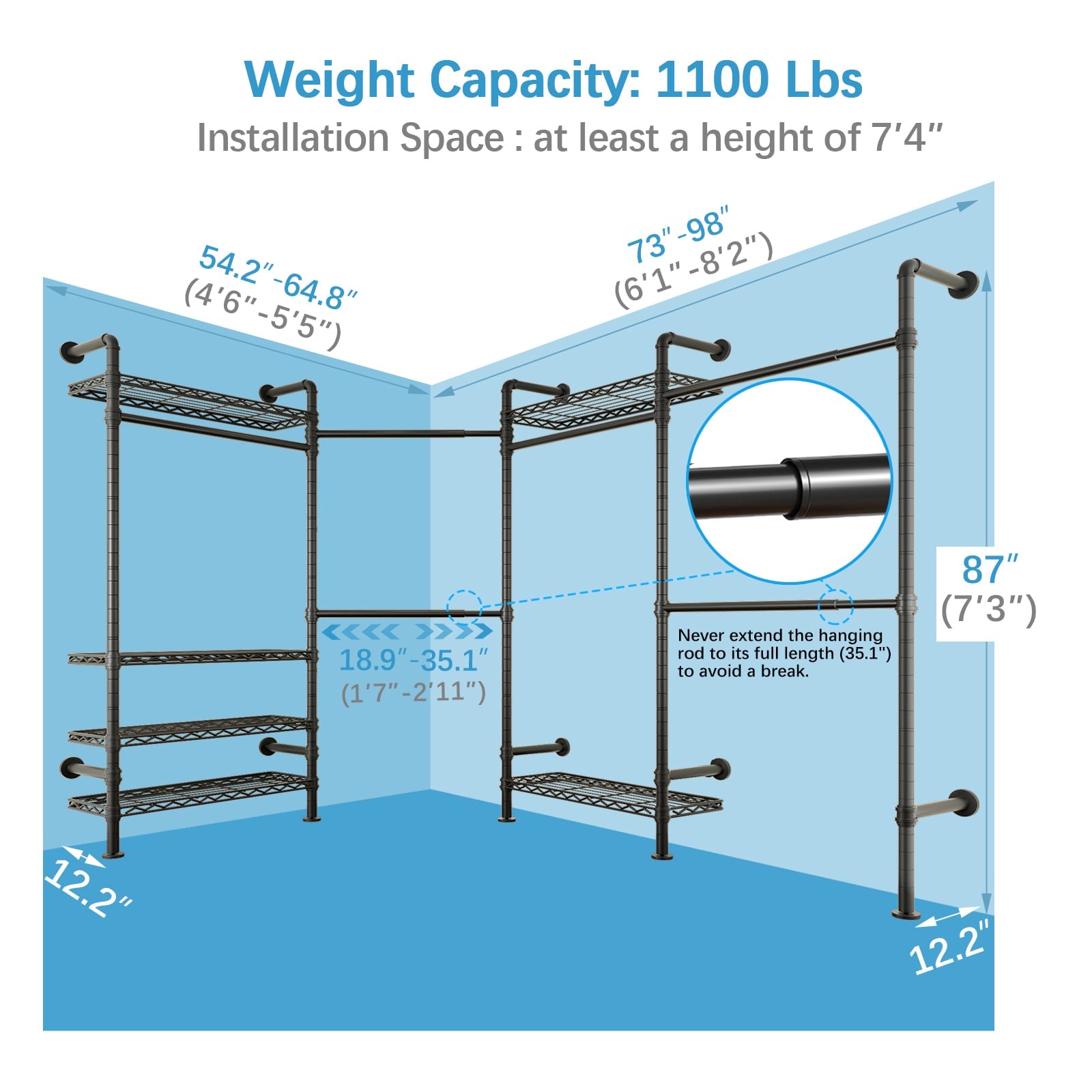 Timate L4 Wall Mounted Expandable Clothes Rack