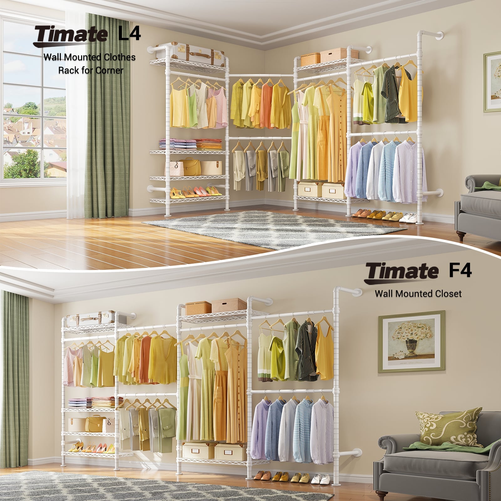 Timate L4 Wall Mounted Expandable Clothes Rack