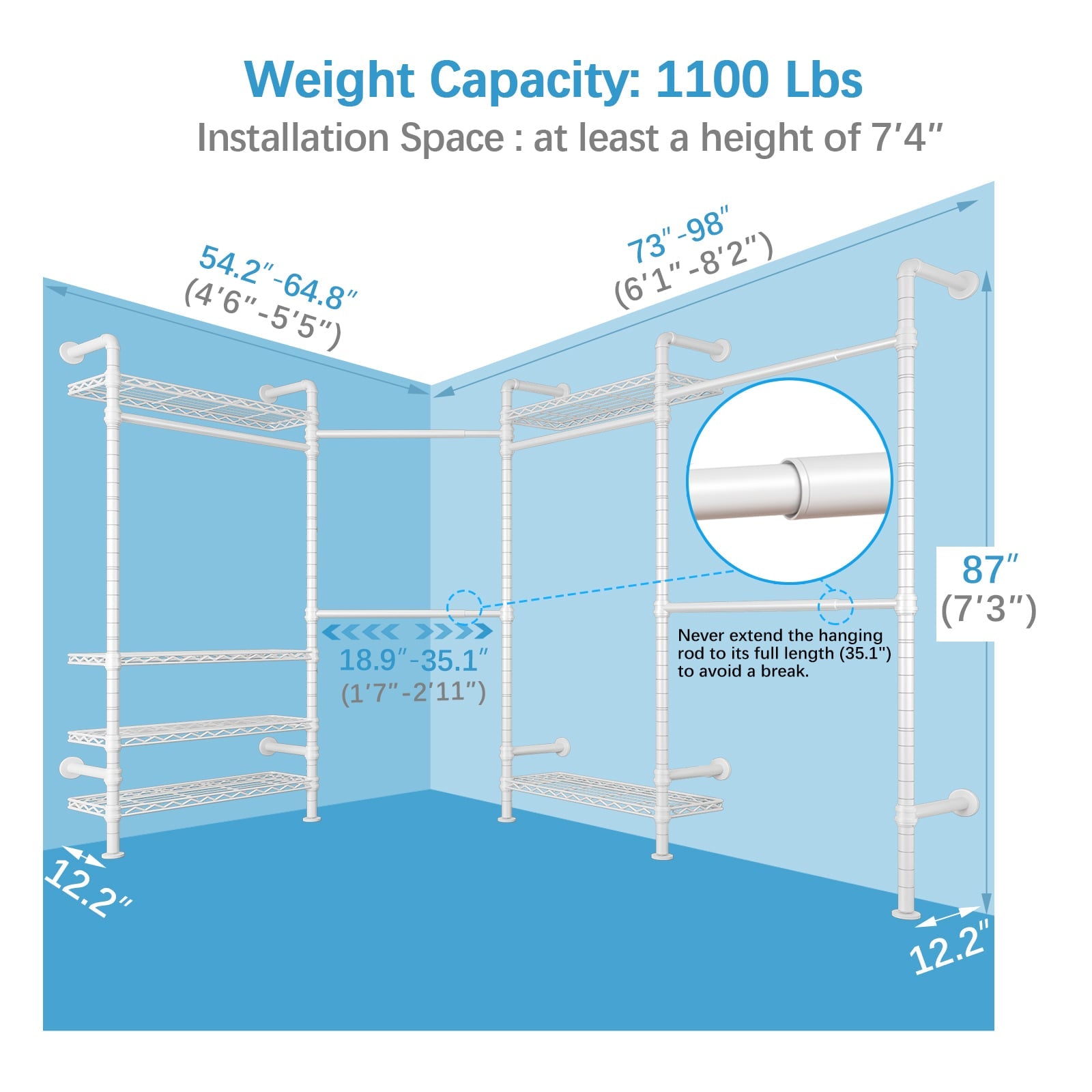Timate L4 Wall Mounted Expandable Clothes Rack