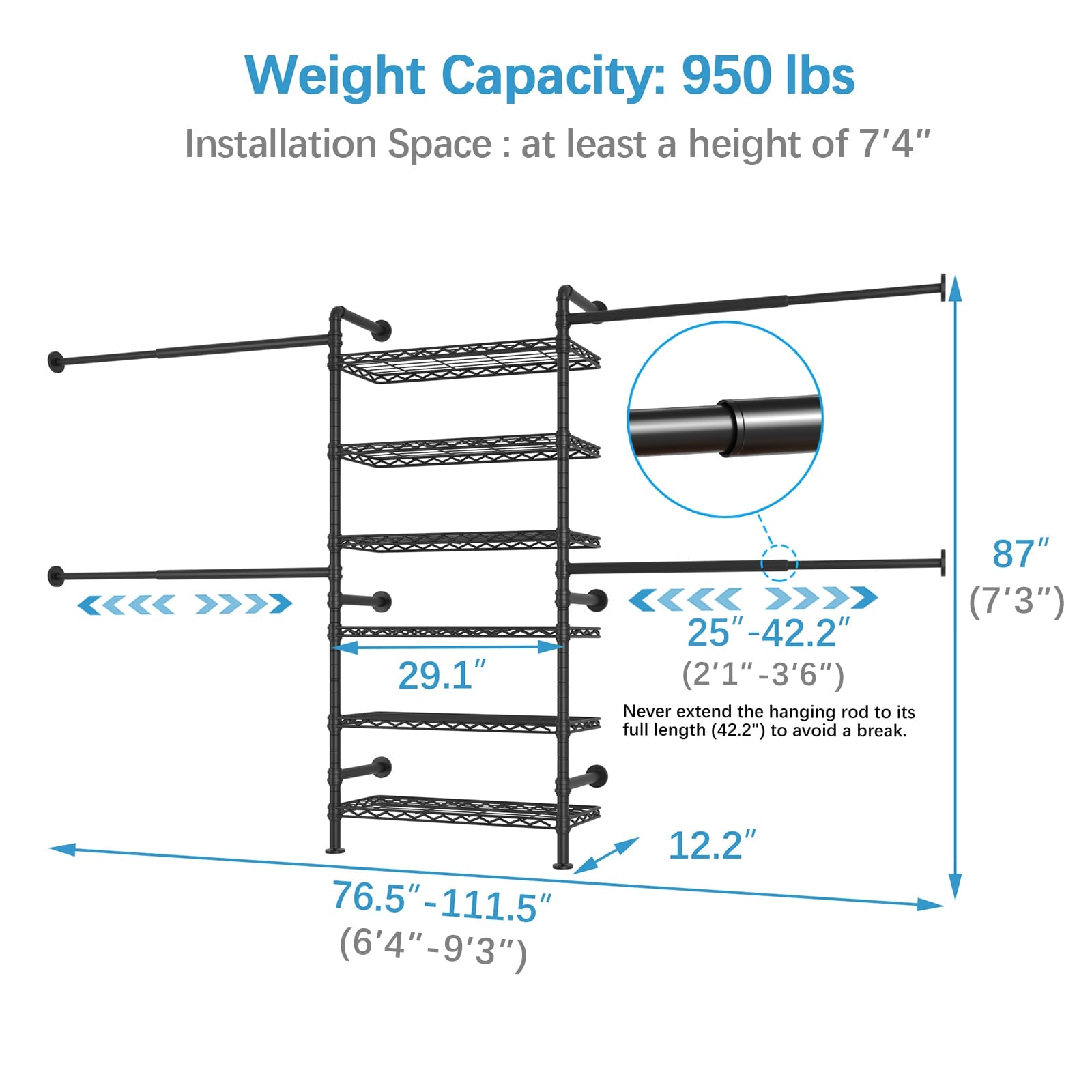 Timate P3 Wall Mounted Expandable Clothes Rack