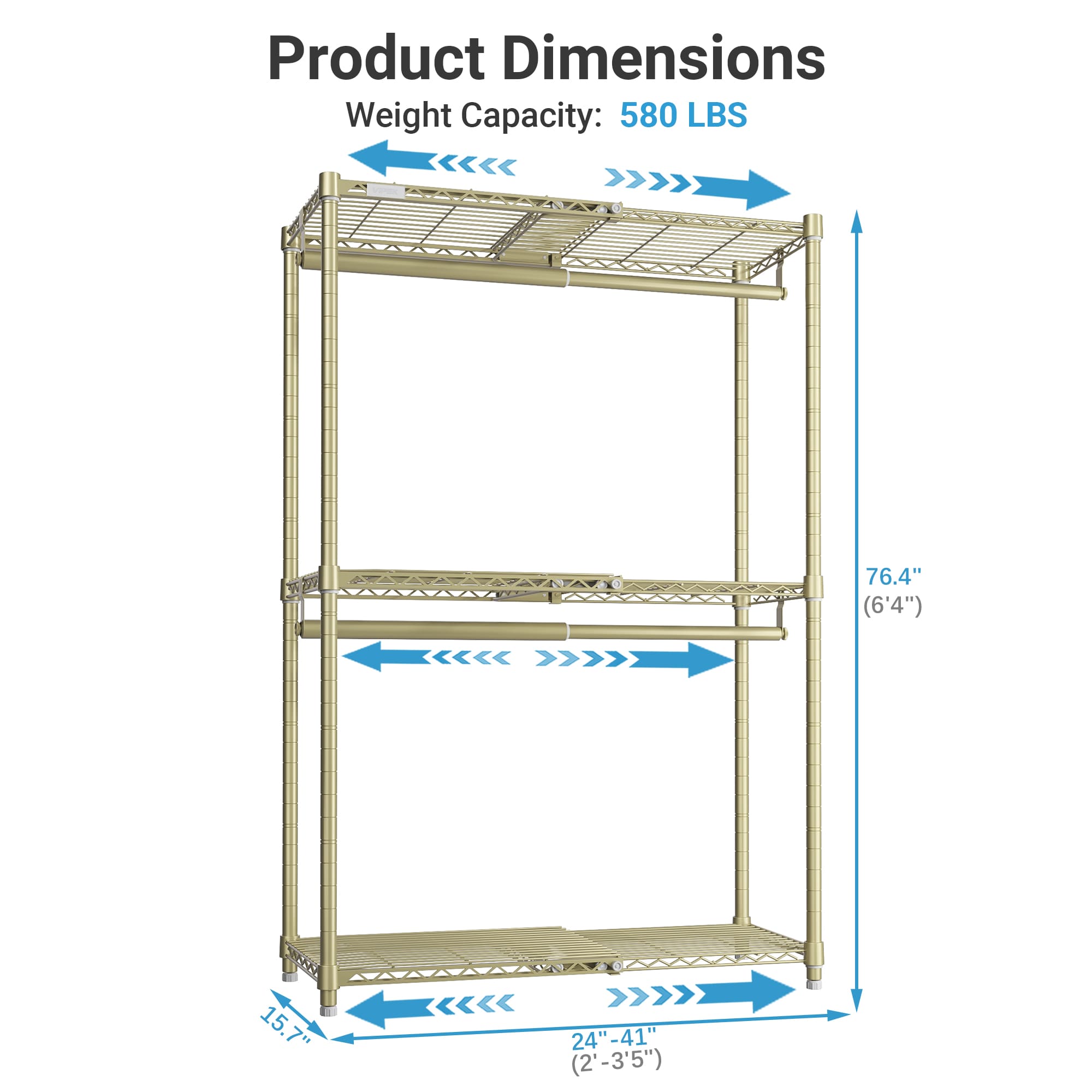 VIPEK X1 Expandable Clothes Rack - Gold