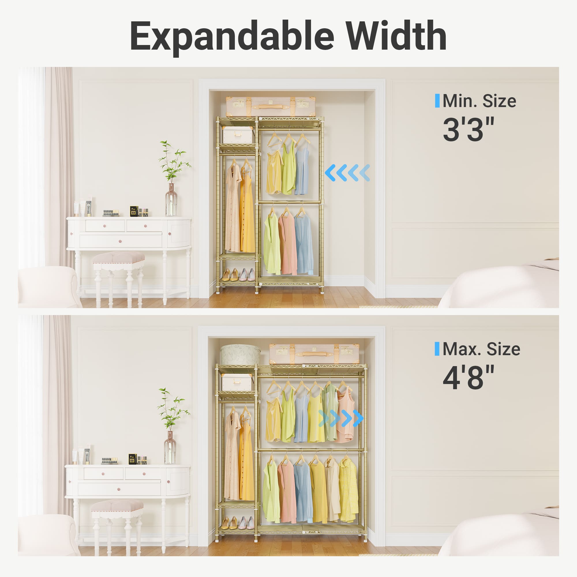 VIPEK X20 Expandable Clothes Rack - Gold