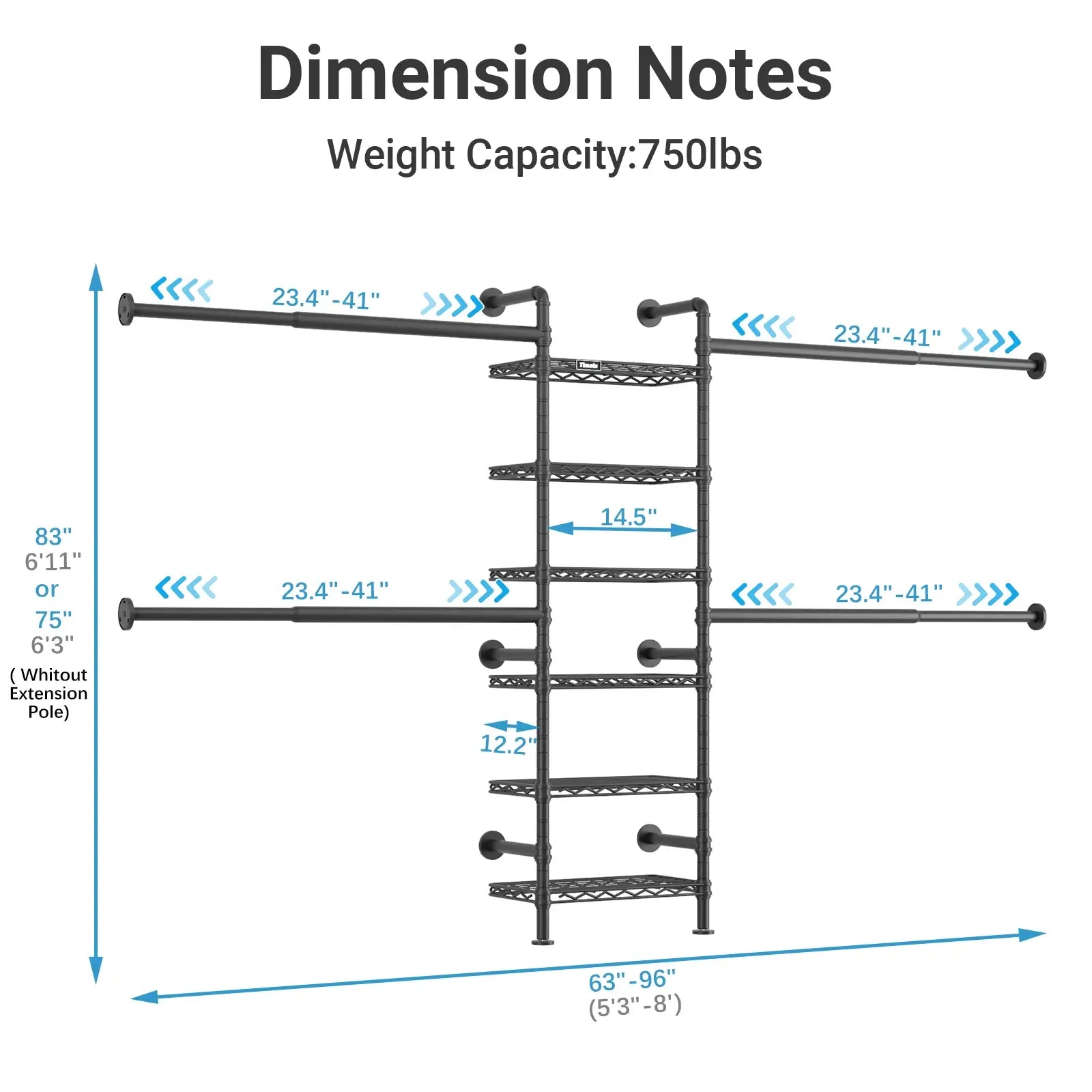 Timate S3X Wall Mounted Expandable Clothes Rack