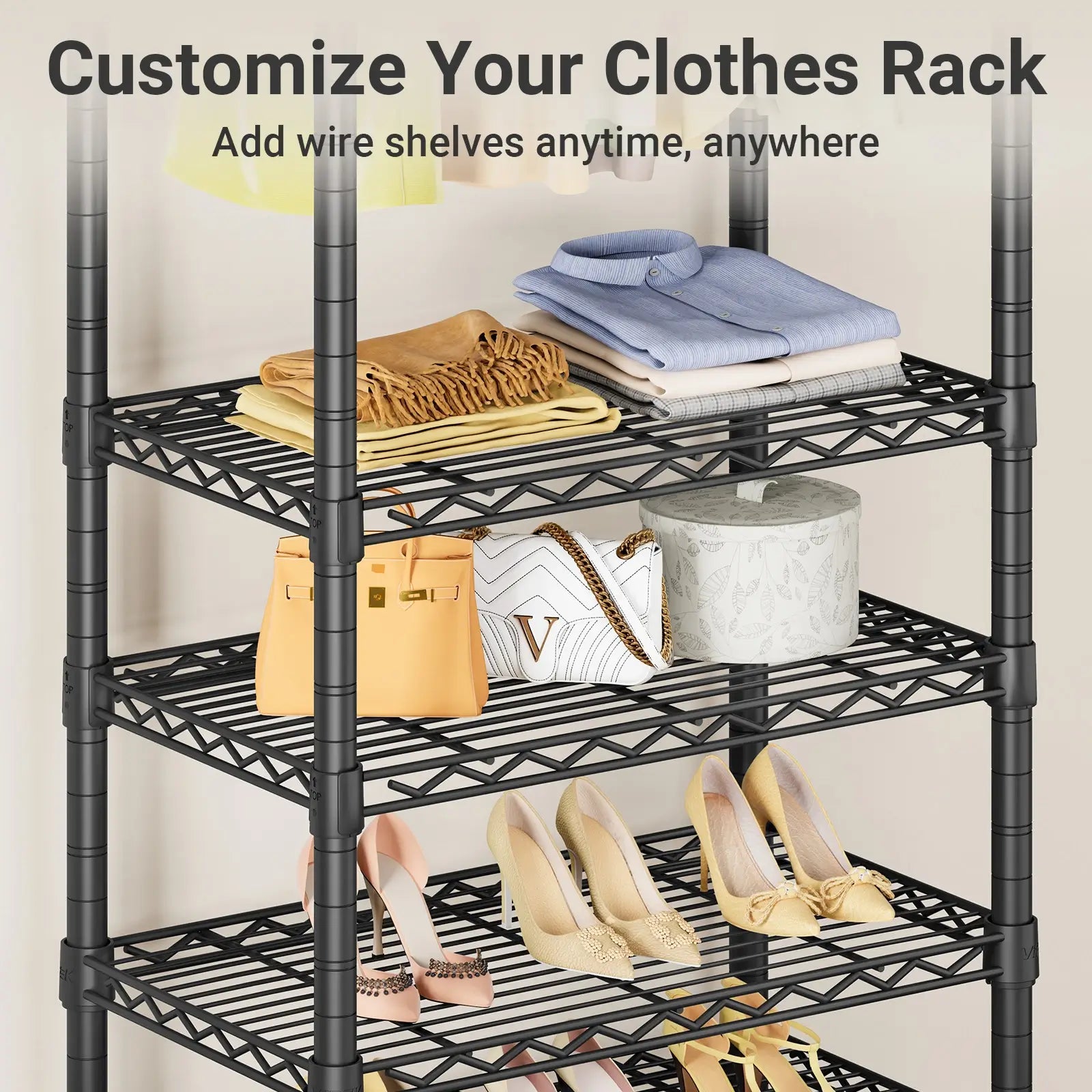 VIPEK 23.6" x 15.7" Shelf for V1 Medium, V5, V5i, V10, S1, S3 Clothes Rack Clothes Rack, 2Pack - Black