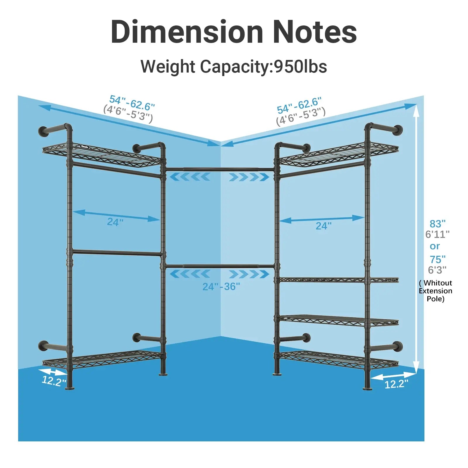 Timate L3 Wall Mounted Expandable Clothes Rack