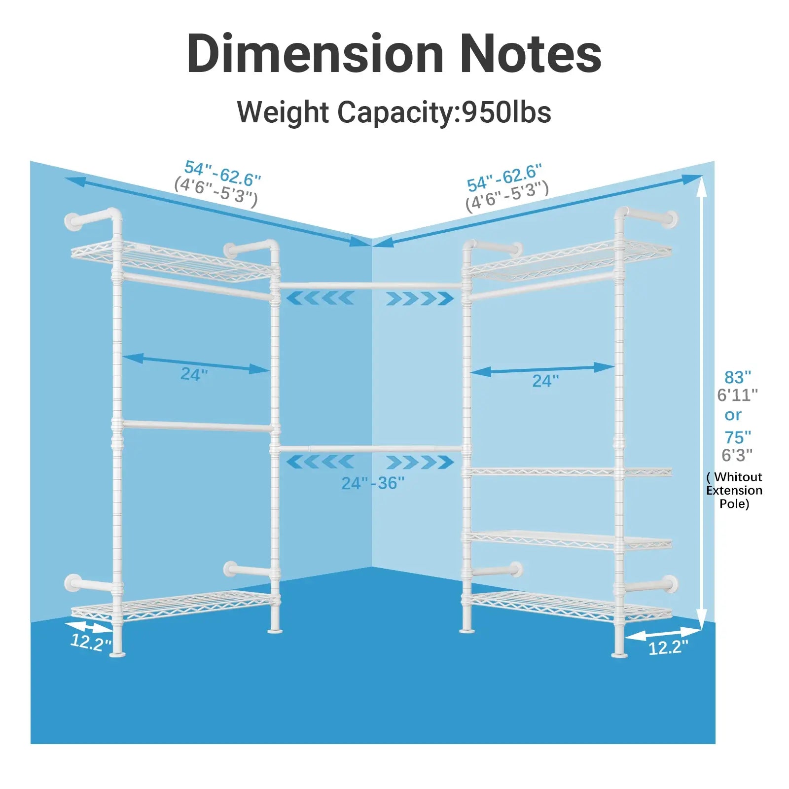 Timate L3 Wall Mounted Expandable Clothes Rack