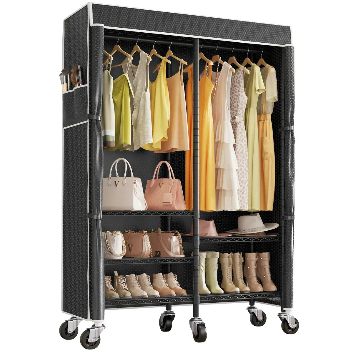 VIPEK R4C Rolling Clothes Rack, Black Rack with Black Cover