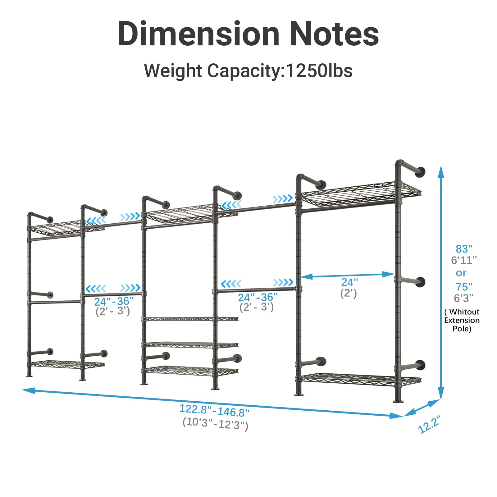 Timate F5 Wall Mounted Expandable Clothes Rack