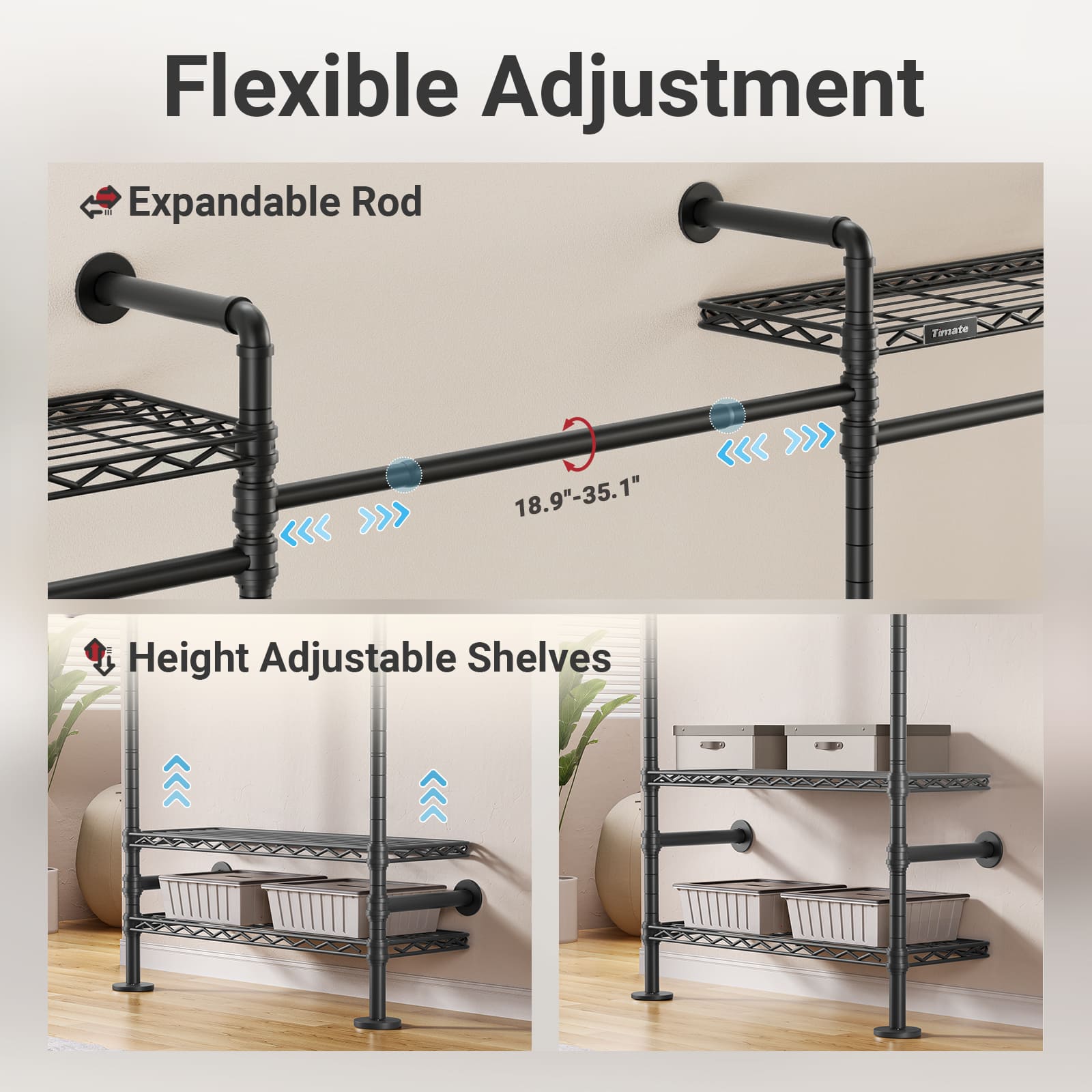 Timate L4 Wall Mounted Expandable Clothes Rack
