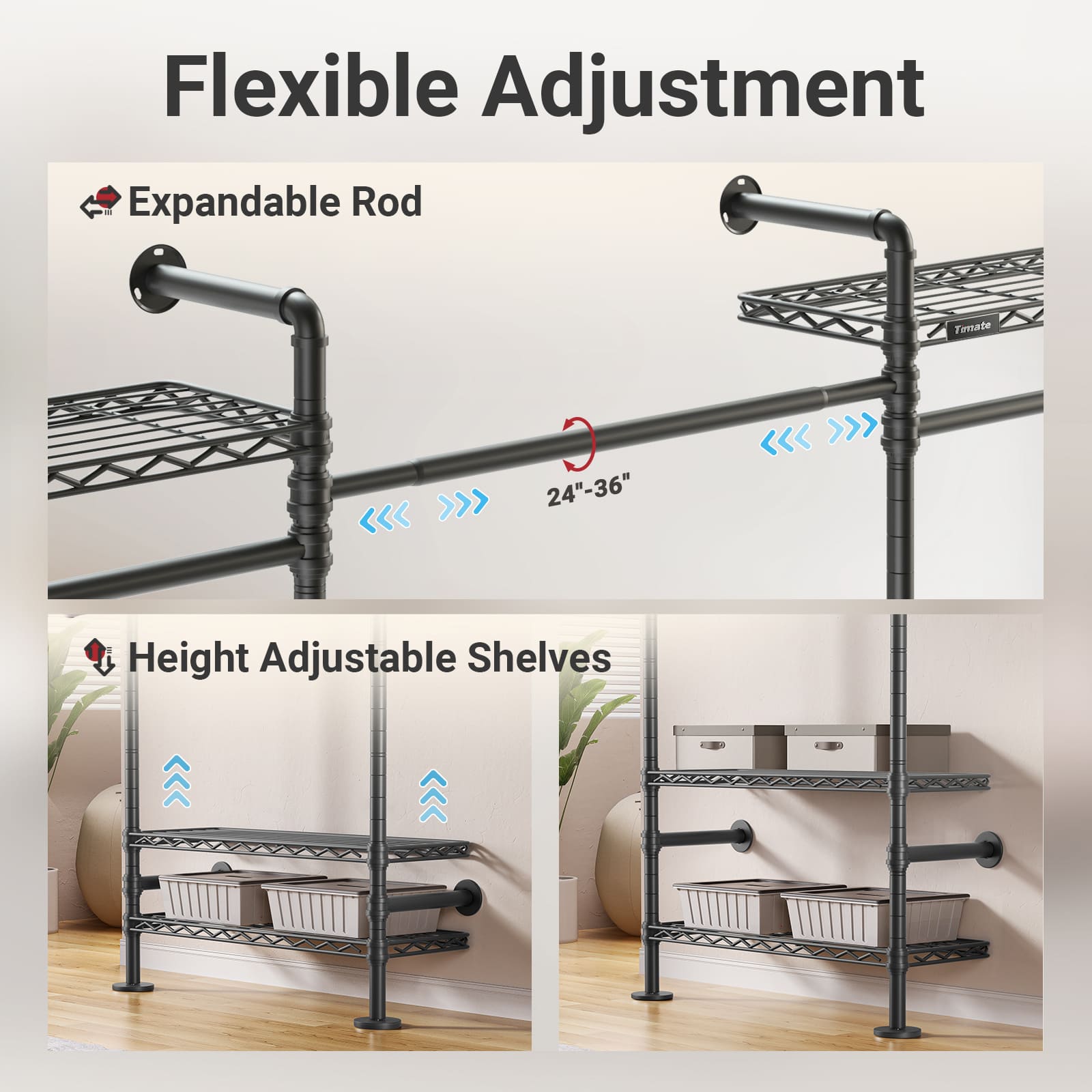 Timate L4 Wall Mounted Expandable Clothes Rack