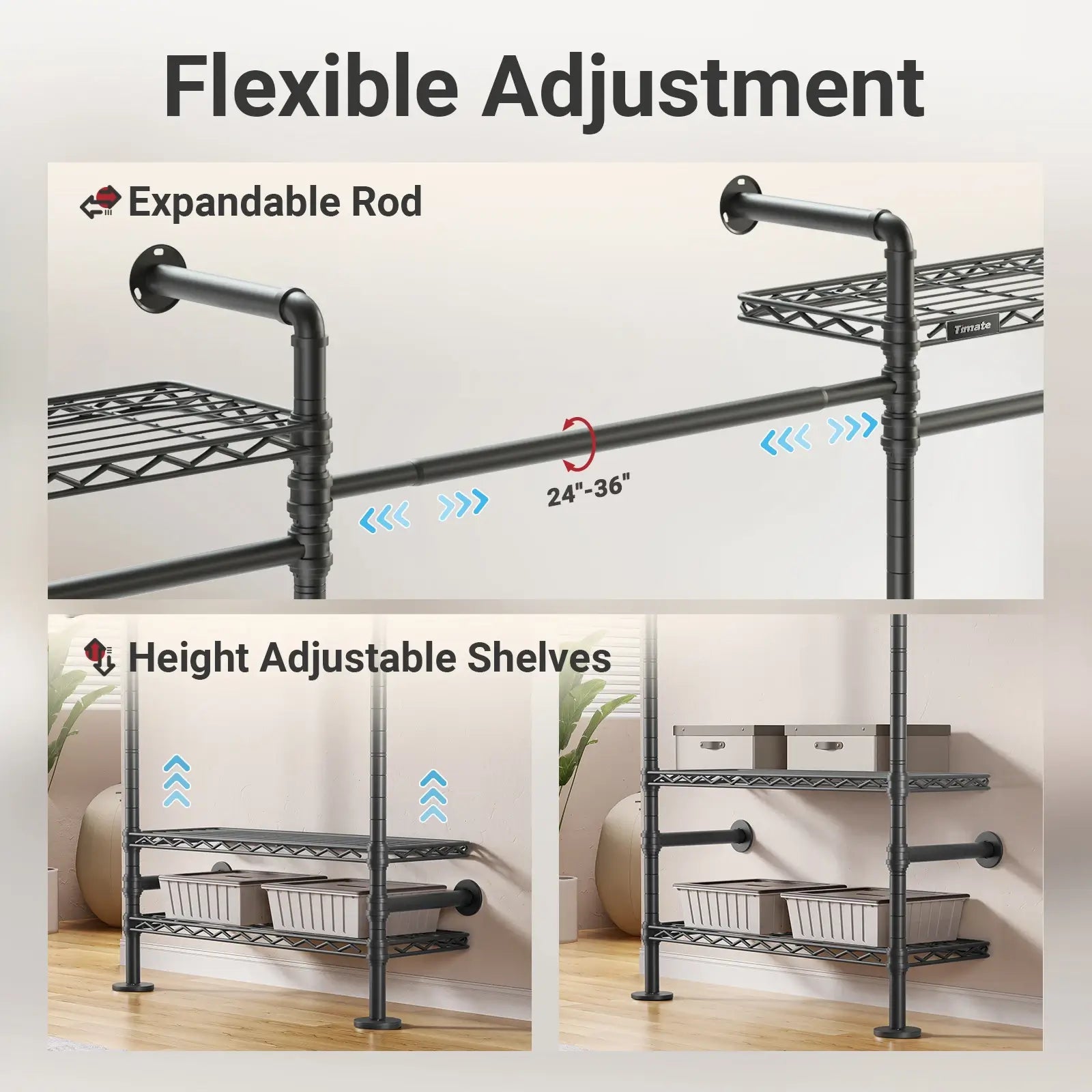 Timate L3 Wall Mounted Expandable Clothes Rack