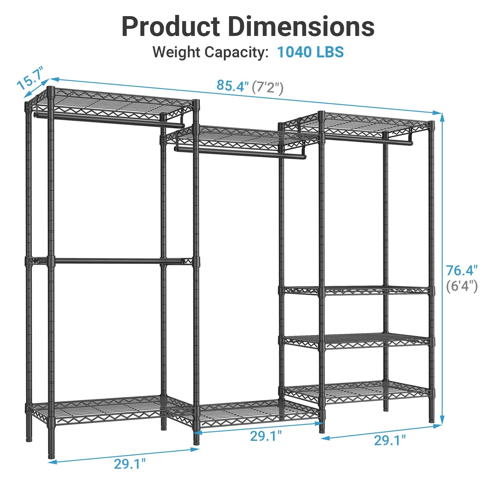 VIPEK V5C Plus Clothes Rack, Black Rack with Black Cover